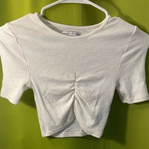 Urban Outfitters White Ruched T-Shirt Size S